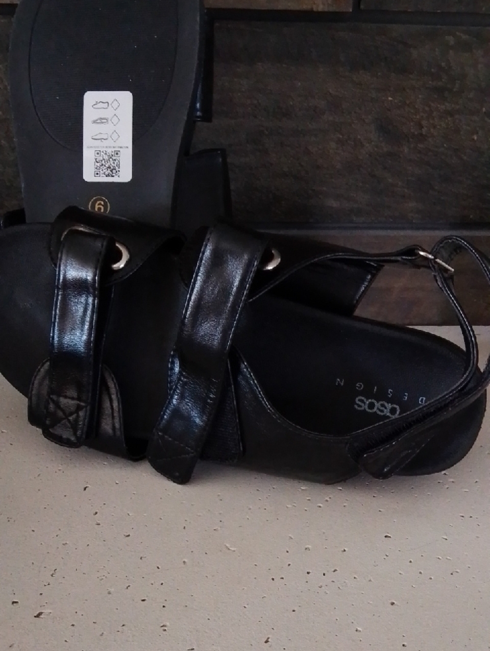 ASOS Black Double-Strap Buckle Sandals - Picture 3 of 5